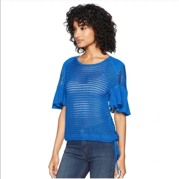 Free People Bright Blue Knit Top Lasting Laguna - Picture 8 of 8